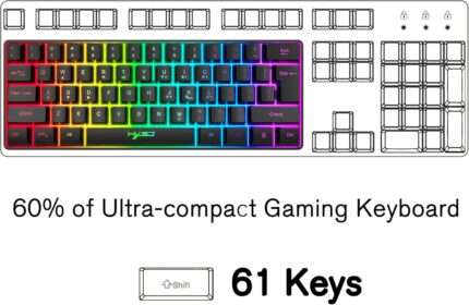 KUIYN V700 60% RGB Streamer Wired Gaming Keyboard