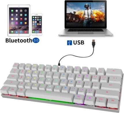 Motospeed CK62 Dual Mode Wired+Bluetooth 60% Mechanical Gaming Keyboard