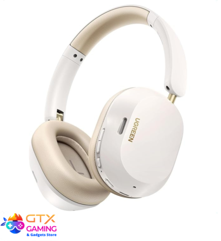 Ugreen HiTune Max5C Hybrid ANC Headphones – immersive sound, 40mm drivers, AI noise reduction, Bluetooth 5.3, 30h battery, comfortable over-ear design.