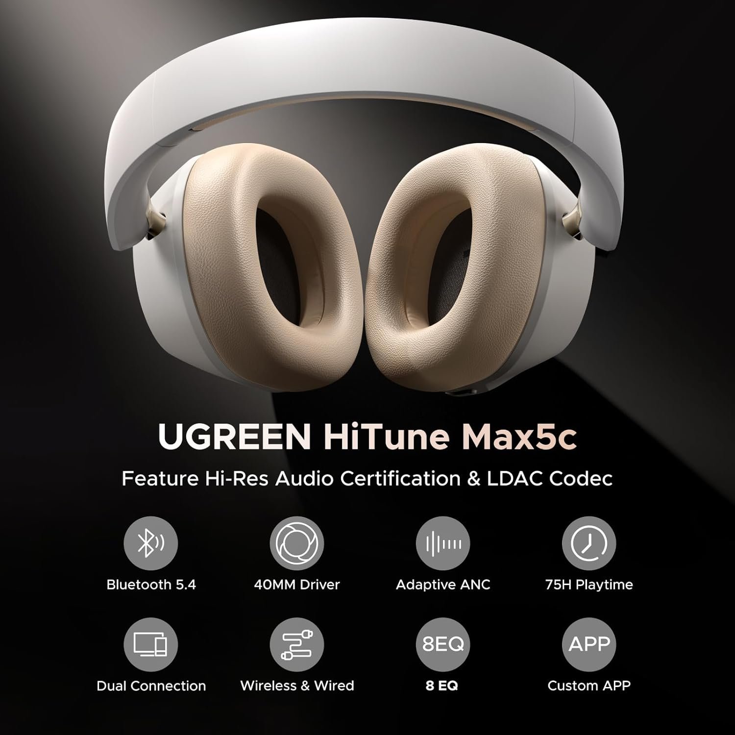 Ugreen HiTune Max5C Hybrid ANC Headphones – immersive sound, 40mm drivers, AI noise reduction, Bluetooth 5.3, 30h battery, comfortable over-ear design. Ugreen HiTune Max5C Hybrid ANC Headphones – immersive sound, 40mm drivers, AI noise reduction, Bluetooth 5.3, 30h battery, comfortable over-ear design.